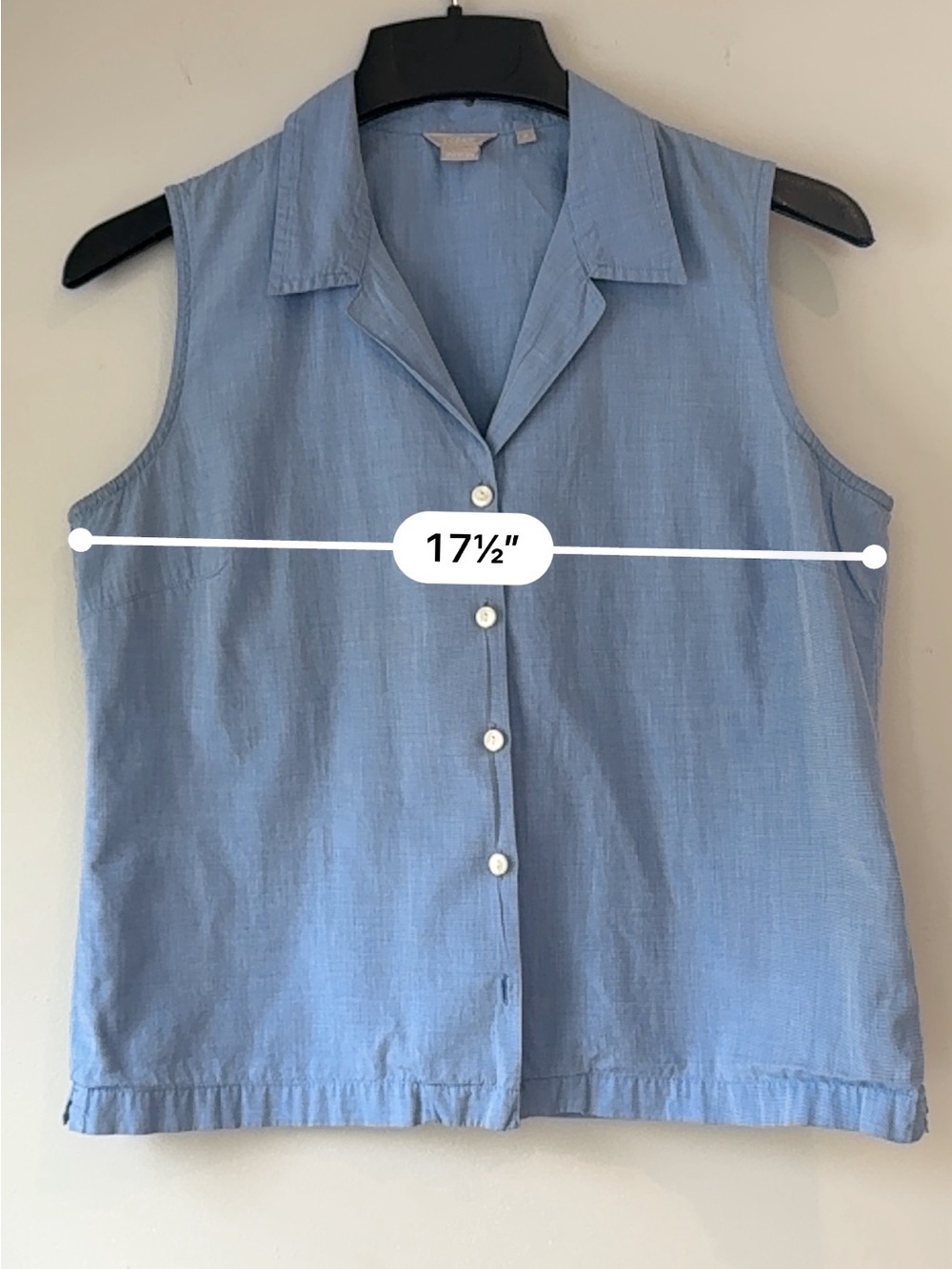 J. Crew 100% Cotton Poplin Cropped Blue Sleeveless Button-Down Shirt - Picture 5 of 6
